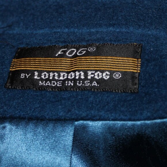 Vintage 70's Long Blue Wool Coat Button Front London Fog Made in USA ACTWU 12 P - Picture 3 of 16